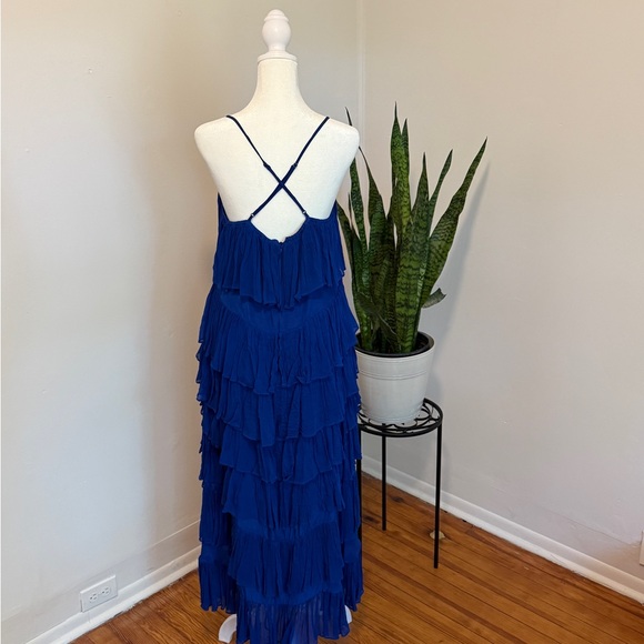Anthropologie | Royal Blue High-Low Ruffle Dress - Picture 4 of 10
